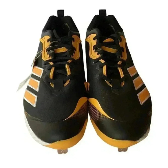 Adidas Baseball Cleats Shoes Mens 15 D Black Yellow Icon 6 Bounce Pirates NEW - Picture 2 of 9